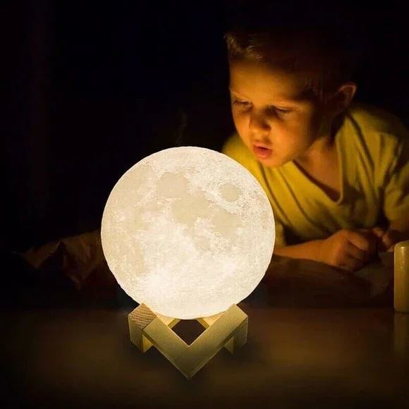 Moon Lamp  3D Printing 16 Colors LED with Stand & Remote/Touch Control and USB - Picture 3 of 3